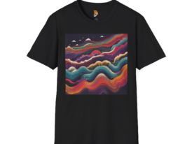 Vibrant Waves Colorful Artistic Design – Black Graphic Tee