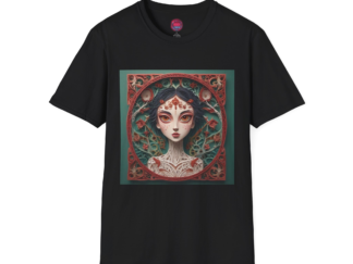 Mystical Forest Portrait Unisex Softstyle T-Shirt - Unique Artistic Design for Nature Lovers