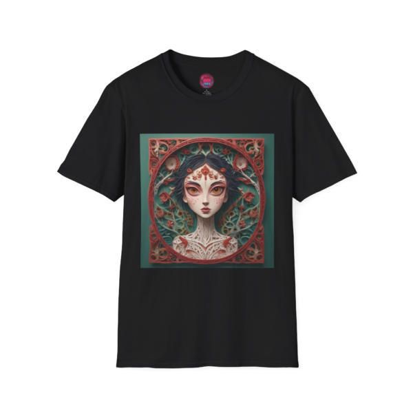Mystical Forest Portrait Unisex Softstyle T-Shirt - Unique Artistic Design for Nature Lovers