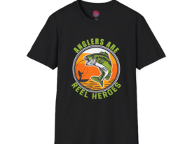 Anglers Are Reel Heroes – Black Graphic Tee