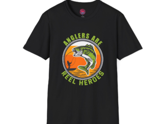 Anglers Are Reel Heroes Unisex Softstyle T-Shirt - Perfect for Fishing Enthusiasts