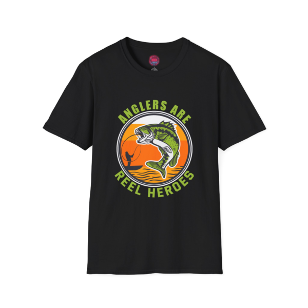 Anglers Are Reel Heroes Unisex Softstyle T-Shirt - Perfect for Fishing Enthusiasts