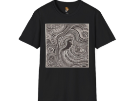Artistic Abstract Waves Design – Black Graphic Tee