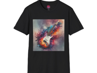 Colorful Electric Guitar Unisex Softstyle T-Shirt - Perfect for Musicians and Music Lovers