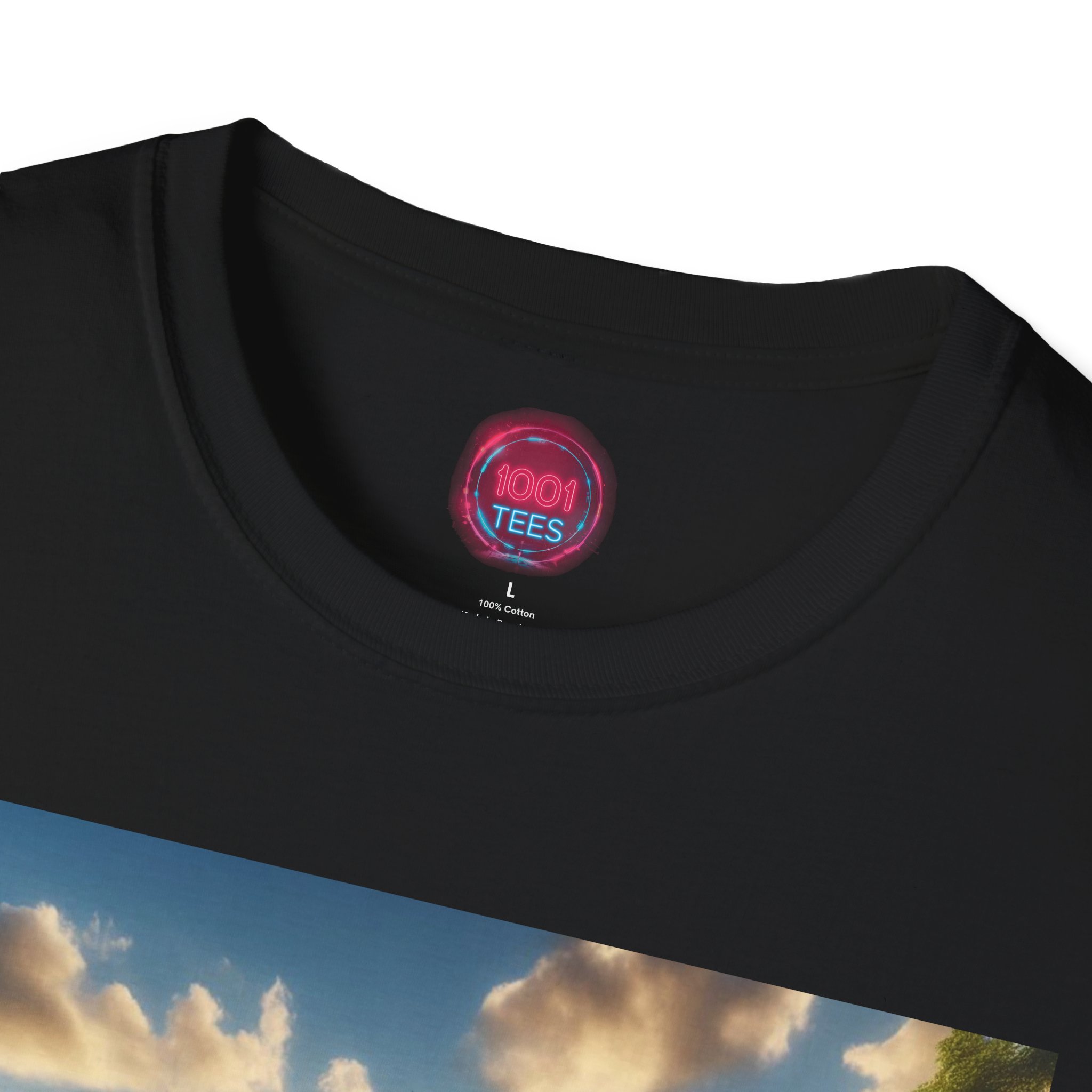 Serene Nature Unisex Softstyle T-Shirt - Relaxing Sunset Meditation Design - Image 7