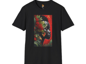 Floral Portrait Afrocentric Nature Design – Black Graphic Tee