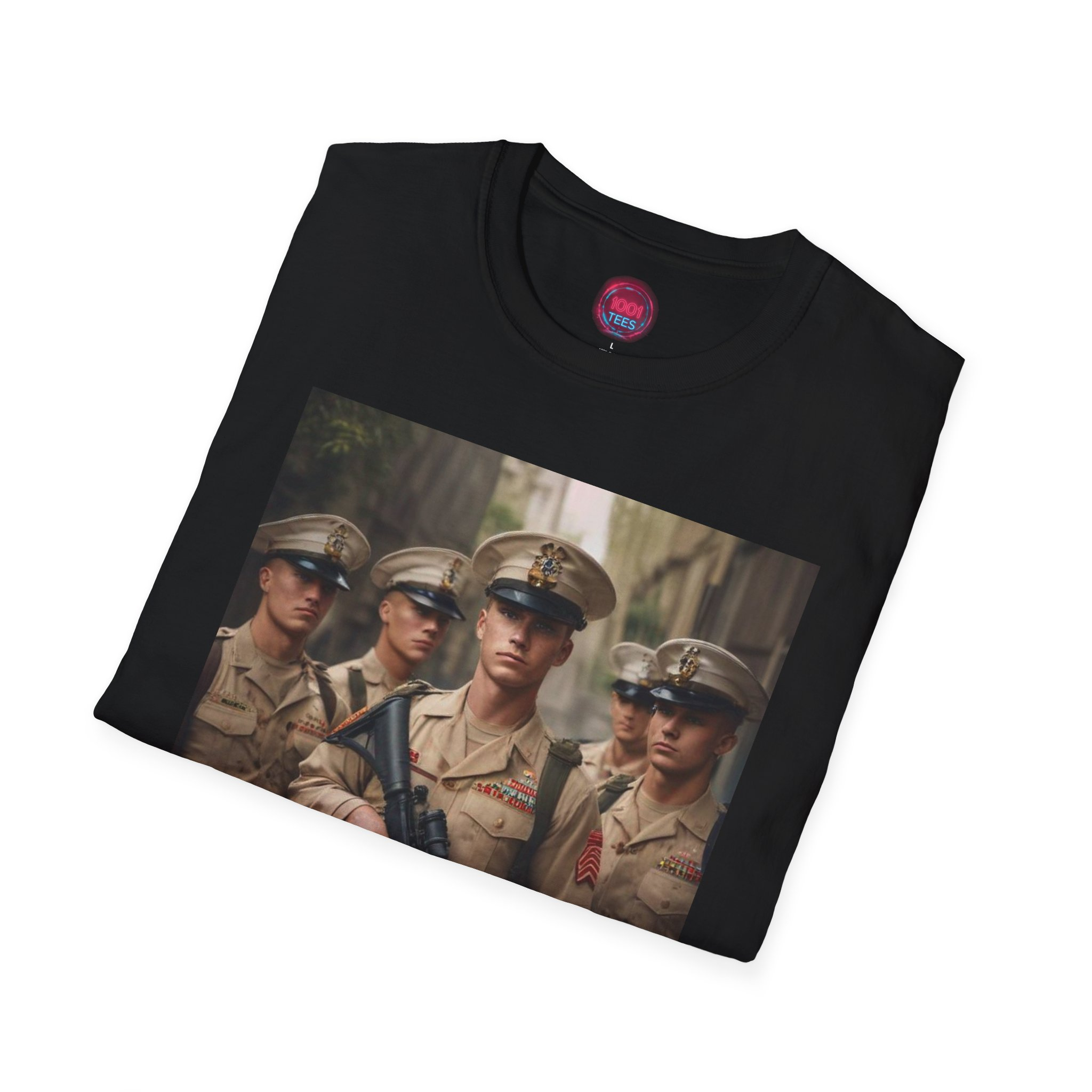 Military-Inspired Unisex Softstyle T-Shirt - Bold Graphic Design - Image 4