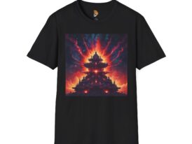 Vibrant Temple Graphic for Art Lovers – Black Graphic Tee