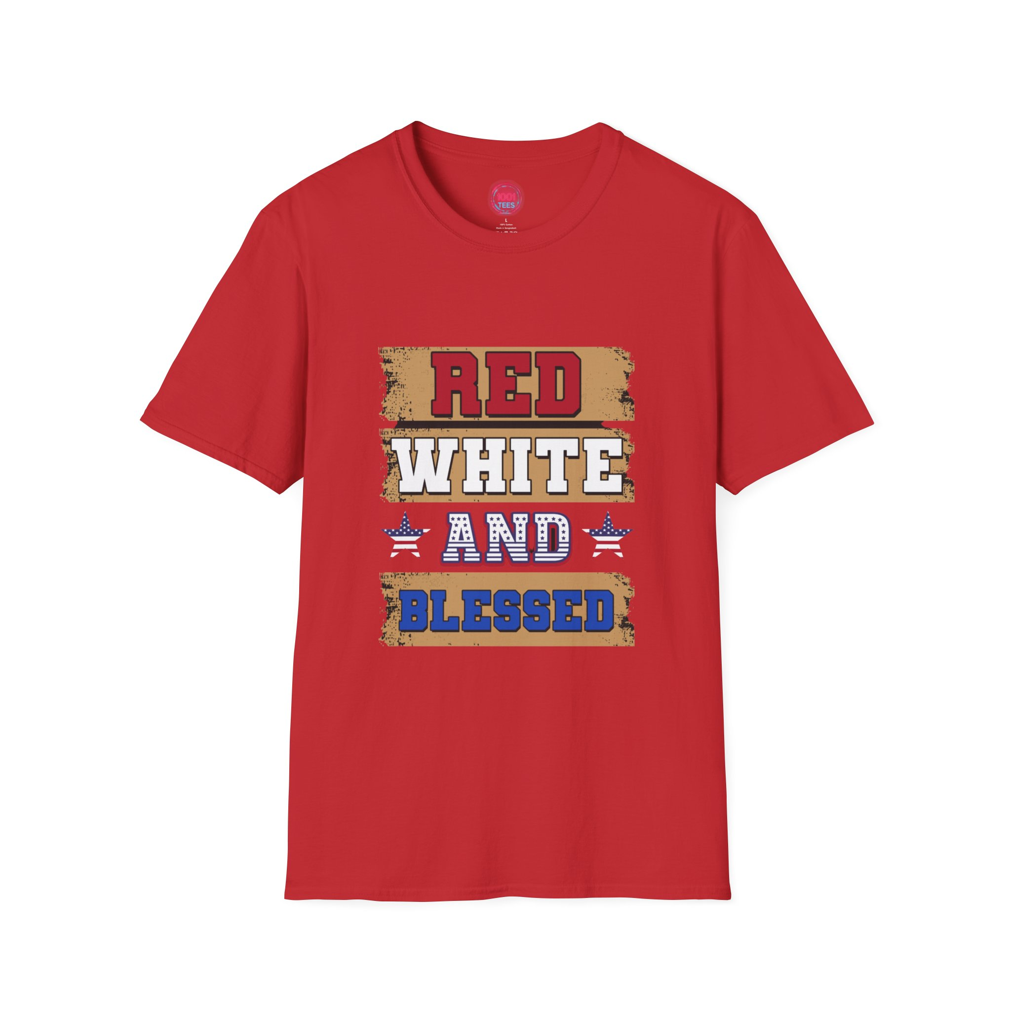 Red White and Blessed Unisex Softstyle T-Shirt - Image 13