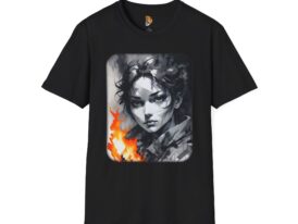 Fiery Portrait Bold for Art Lovers – Black Graphic Tee