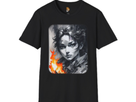 Fiery Portrait Bold for Art Lovers – Black Graphic Tee