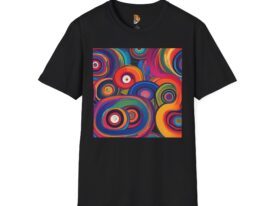 Vibrant Swirl Design Colorful Abstract Art Tee – Black Graphic Tee