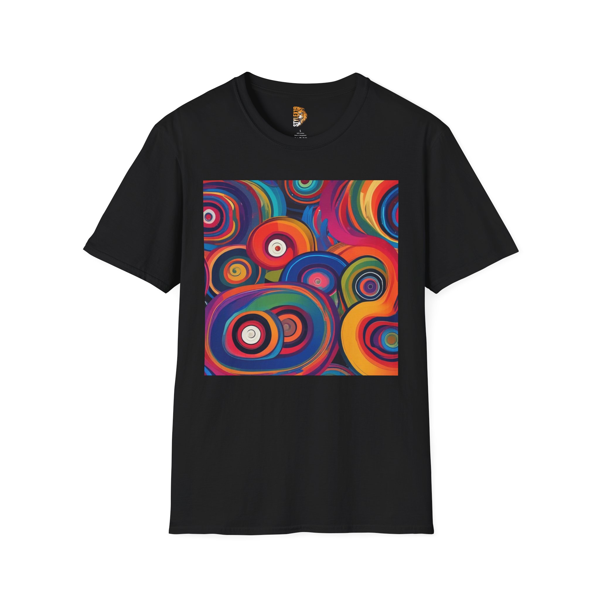Vibrant Swirl Design Unisex Softstyle T-Shirt - Colorful Abstract Art Tee