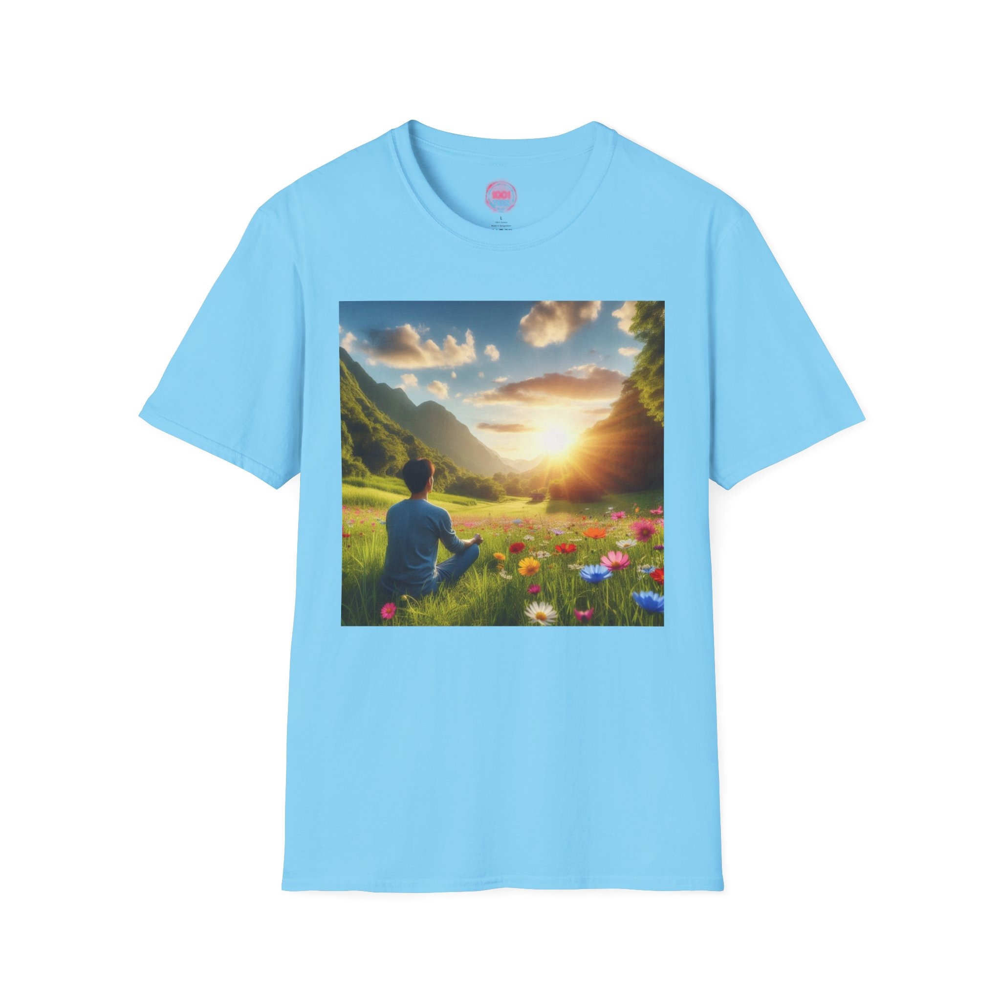 Serene Nature Unisex Softstyle T-Shirt - Relaxing Sunset Meditation Design - Image 13
