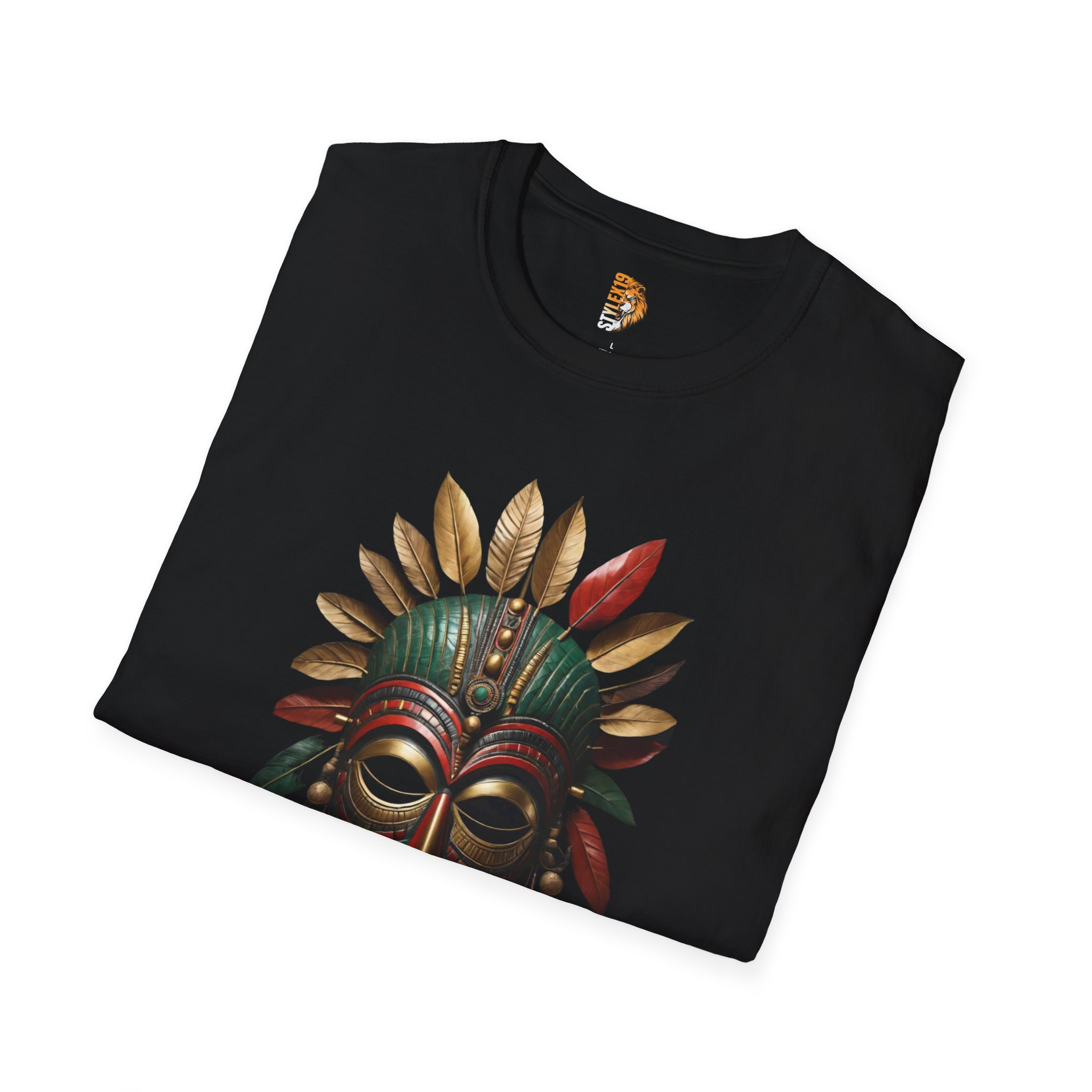 Unisex Softstyle T-Shirt with Tribal Mask Design - Bohemian Vibe - Image 4