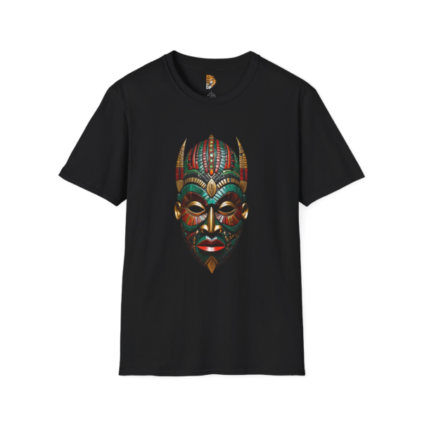 African Tribal Mask Unisex Softstyle T-Shirt - Boho Graphic Tee for Cultural Celebrations