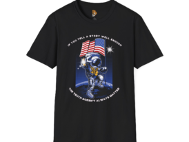 Astronaut Truth T-Shirt - Tee with Flag Design – Black Graphic Tee