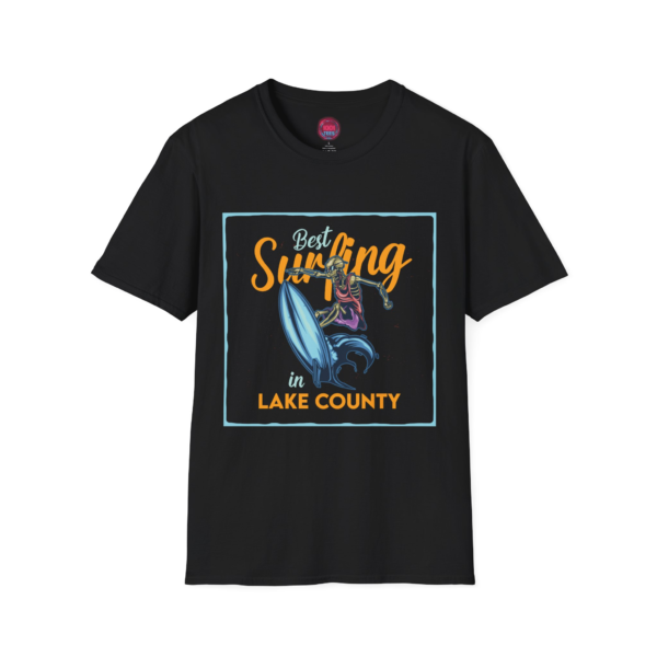 Best Surfing in Lake County Unisex Softstyle T-Shirt - Perfect for Surf Lovers and Summer Fun!