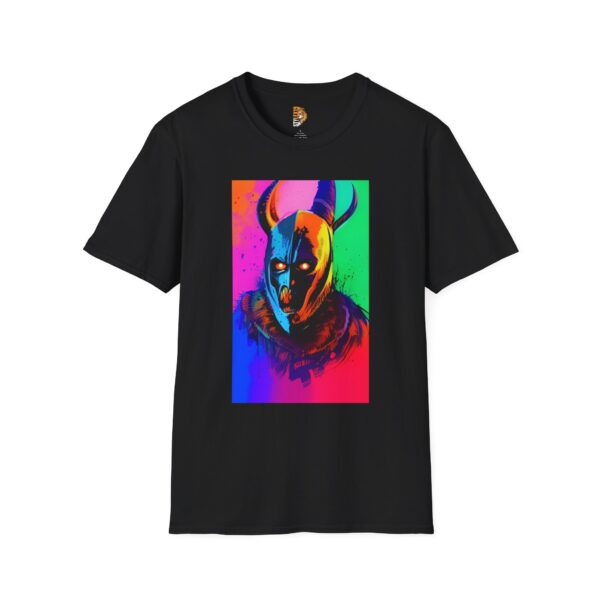 Vibrant Vampire Viking Graphic T-Shirt - Unisex Colorful Mask Design