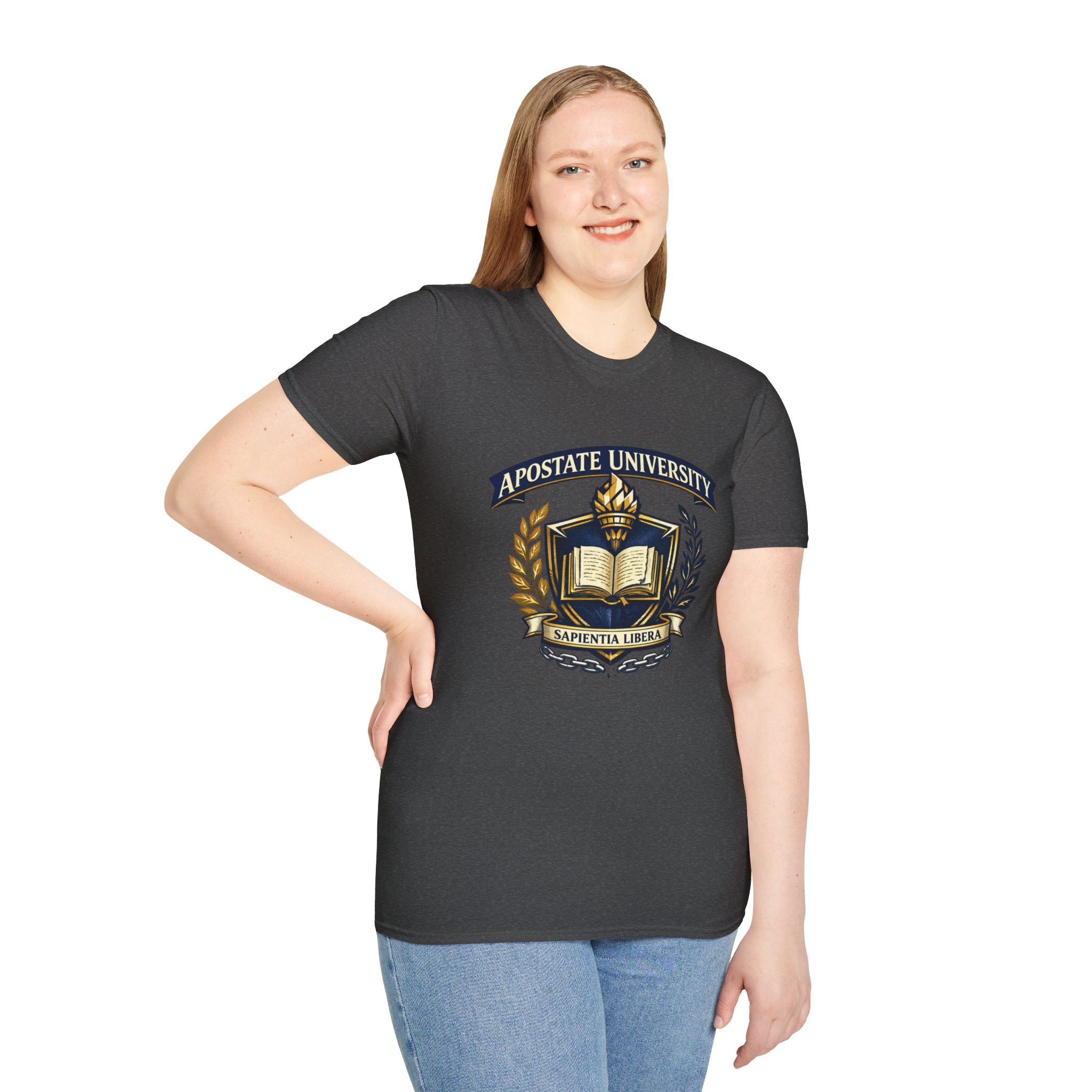 Apostate University Crest T-Shirt — Sapientia Libera Collegiate Tee - Image 20