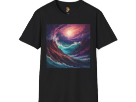 Ocean Waves Artistic Seascape Design – Black Graphic Tee