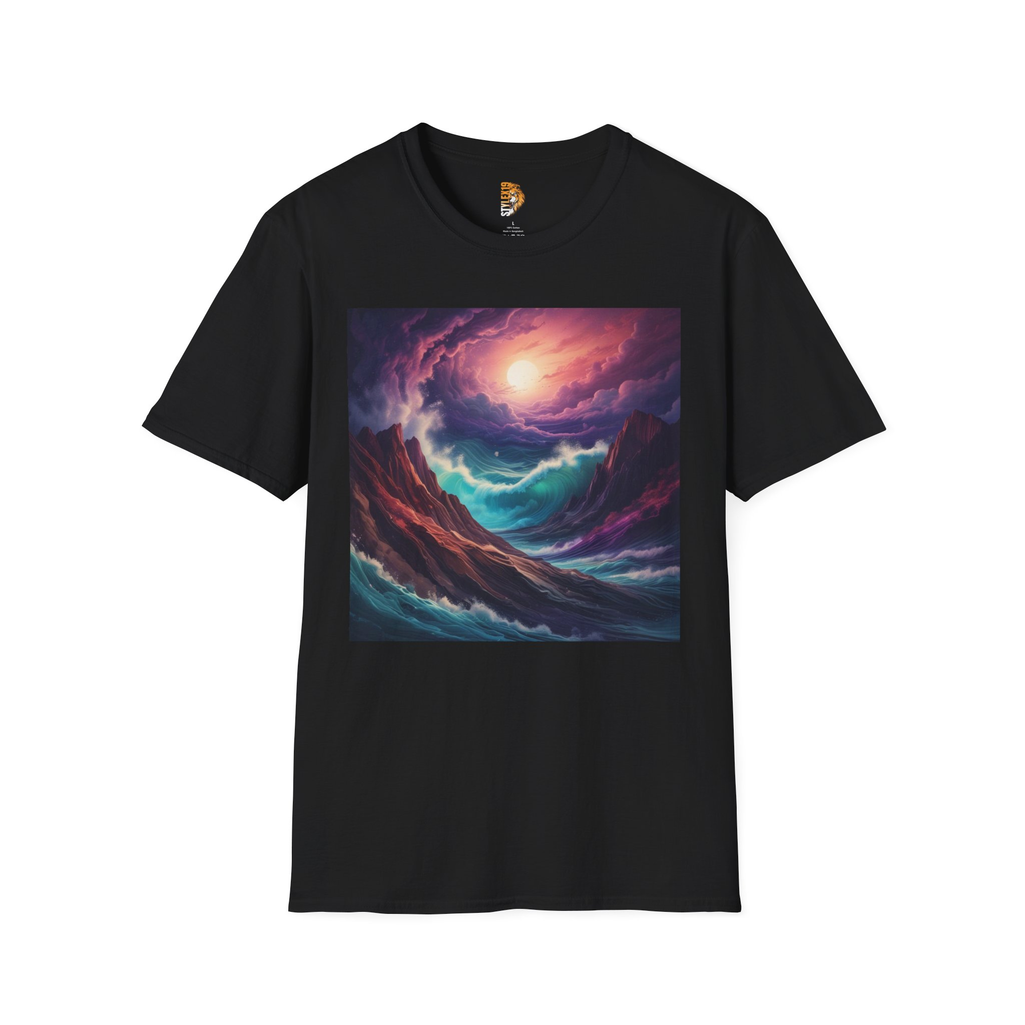 Ocean Waves Unisex Softstyle T-Shirt - Artistic Seascape Design