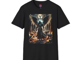 Epic Angel Warrior Graphic T-Shirt | Unisex Softstyle Tee for Fantasy Lovers