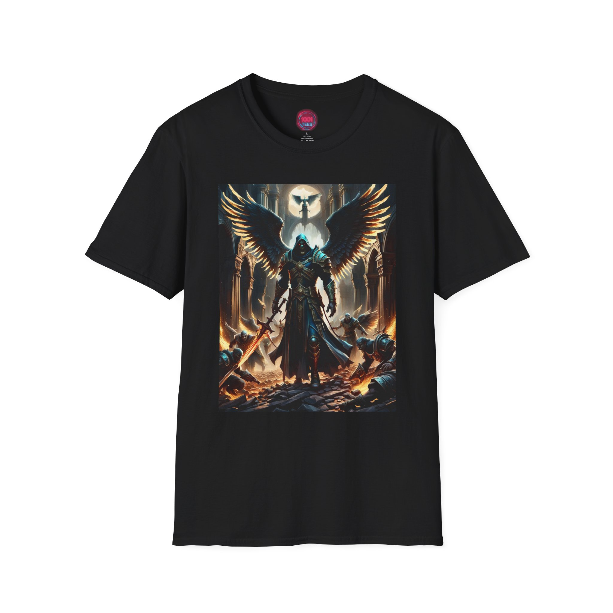 Epic Angel Warrior Graphic T-Shirt | Unisex Softstyle Tee for Fantasy Lovers