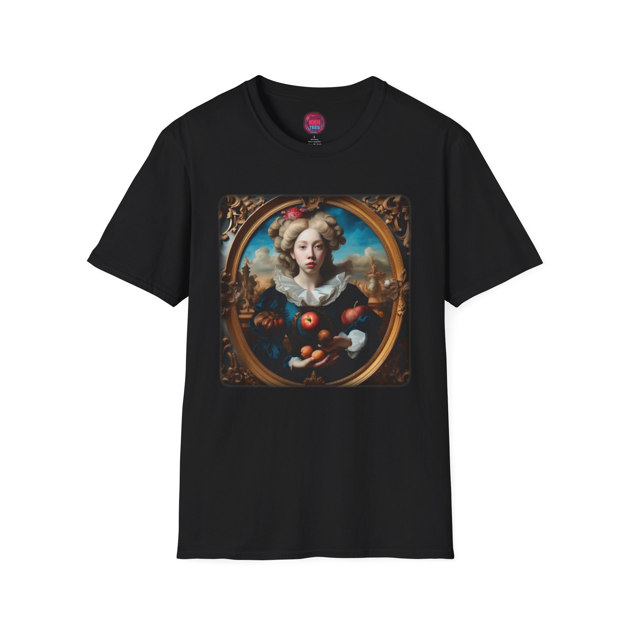 Artistic Black Unisex Softstyle T-Shirt - Classic Portrait Design