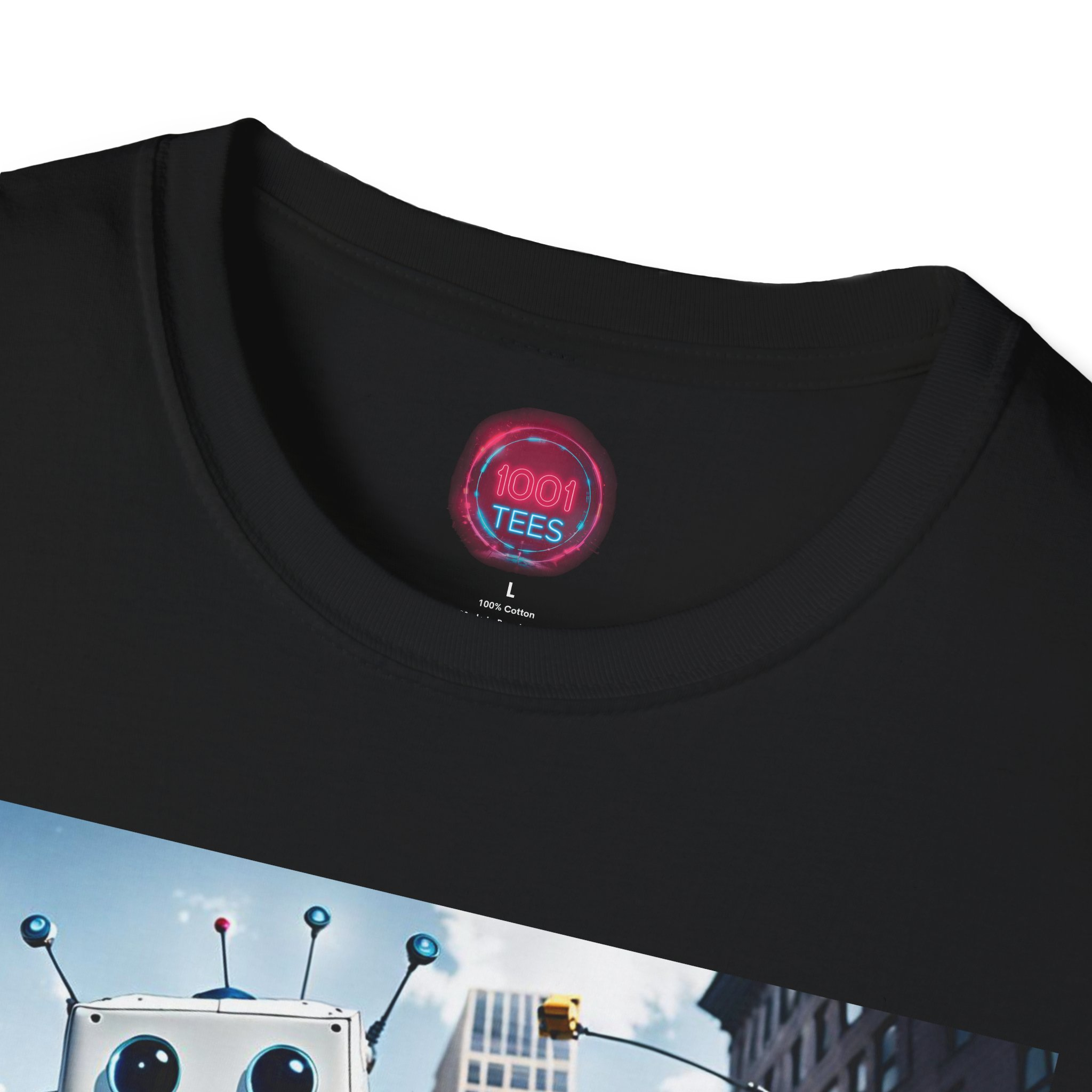 Retro Robot Graphic Unisex Softstyle T-Shirt - Image 3