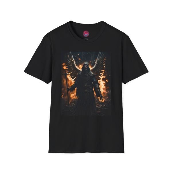 Mythical Guardian Unisex Softstyle T-Shirt - Bold Fire and Wings Design
