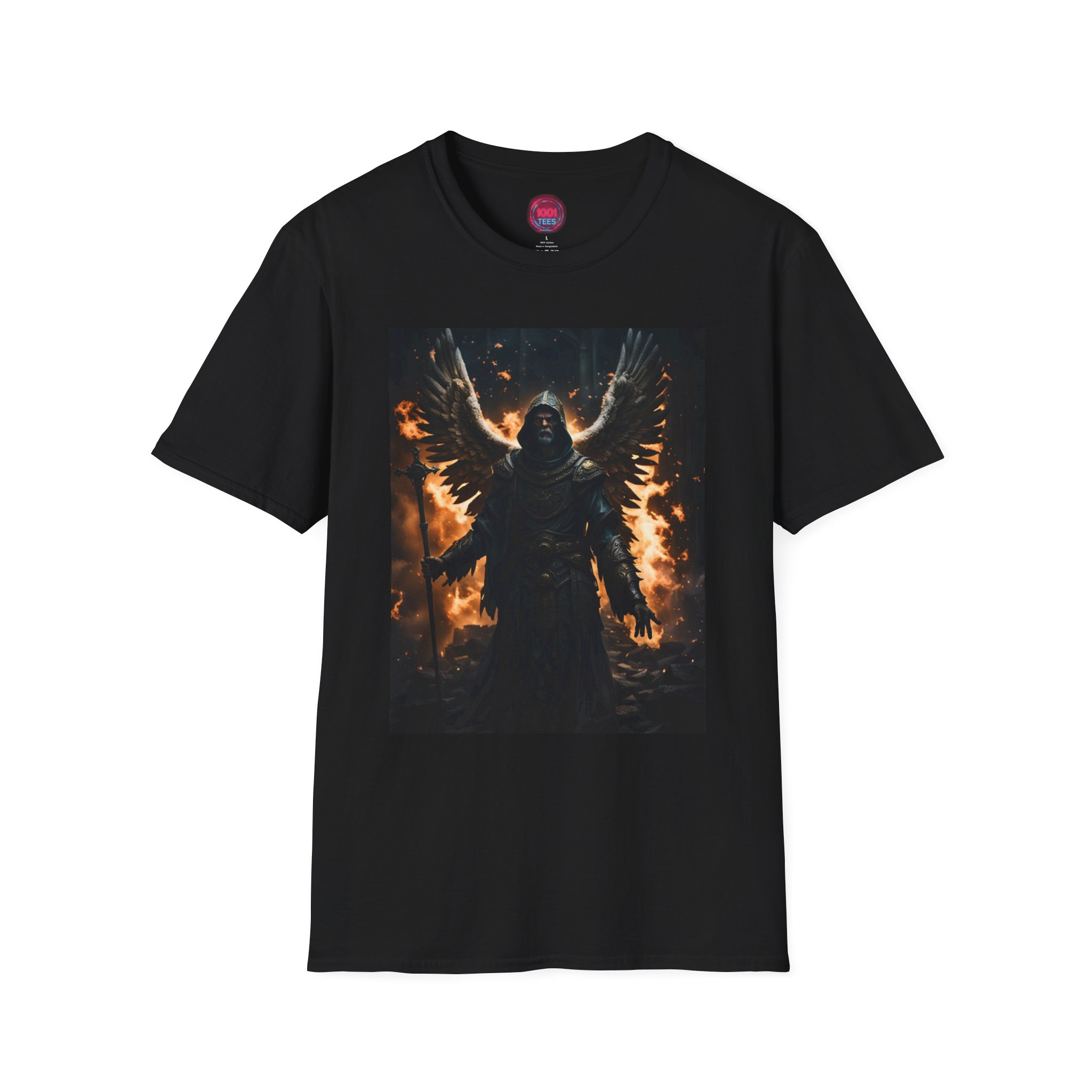 Mythical Guardian Unisex Softstyle T-Shirt - Bold Fire and Wings Design