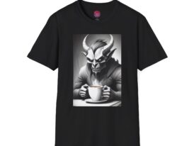Chilling Demon Coffee Lover – Black Graphic Tee