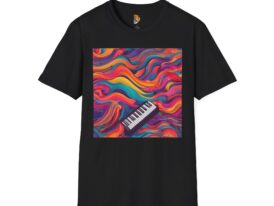 Colorful Piano Waves – Black Graphic Tee