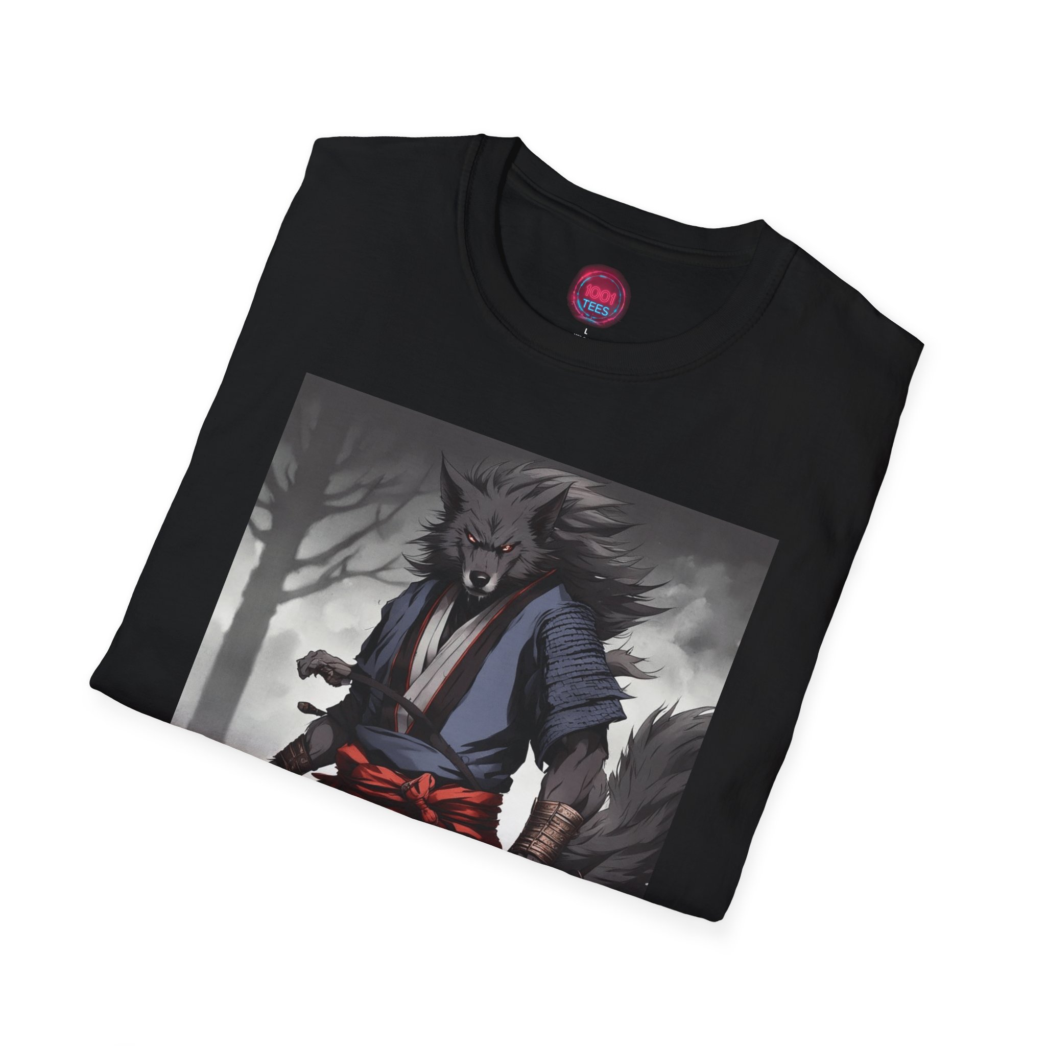 Wolf Samurai Graphic Unisex Softstyle T-Shirt - Anime Inspired - Image 4