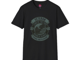 Veteran Pride Land of the Free - Strong and Fearless – Black Graphic Tee