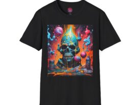Mystical Skull Art Vibrant for Halloween & Everyday Wear – Black Graphic Tee