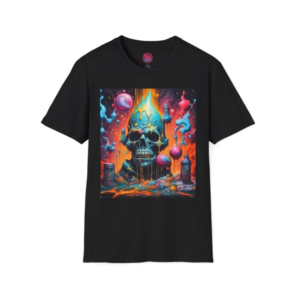 Mystical Skull Art Unisex Softstyle T-Shirt - Vibrant Graphic Tee for Halloween & Everyday Wear
