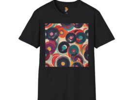Colorful Vinyl Record Vintage Music Vibe for Music Lovers – Black Graphic Tee