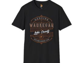 Genuine Waukegan Lake County Established 1849 – Black Graphic Tee