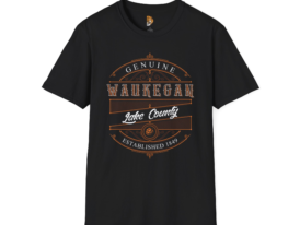 Genuine Waukegan Lake County Established 1849 – Black Graphic Tee