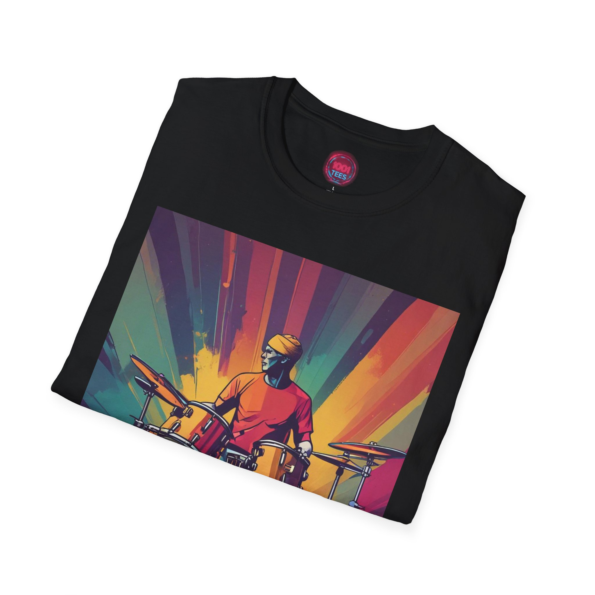 Vibrant Drum Art Unisex Softstyle T-Shirt - Image 4