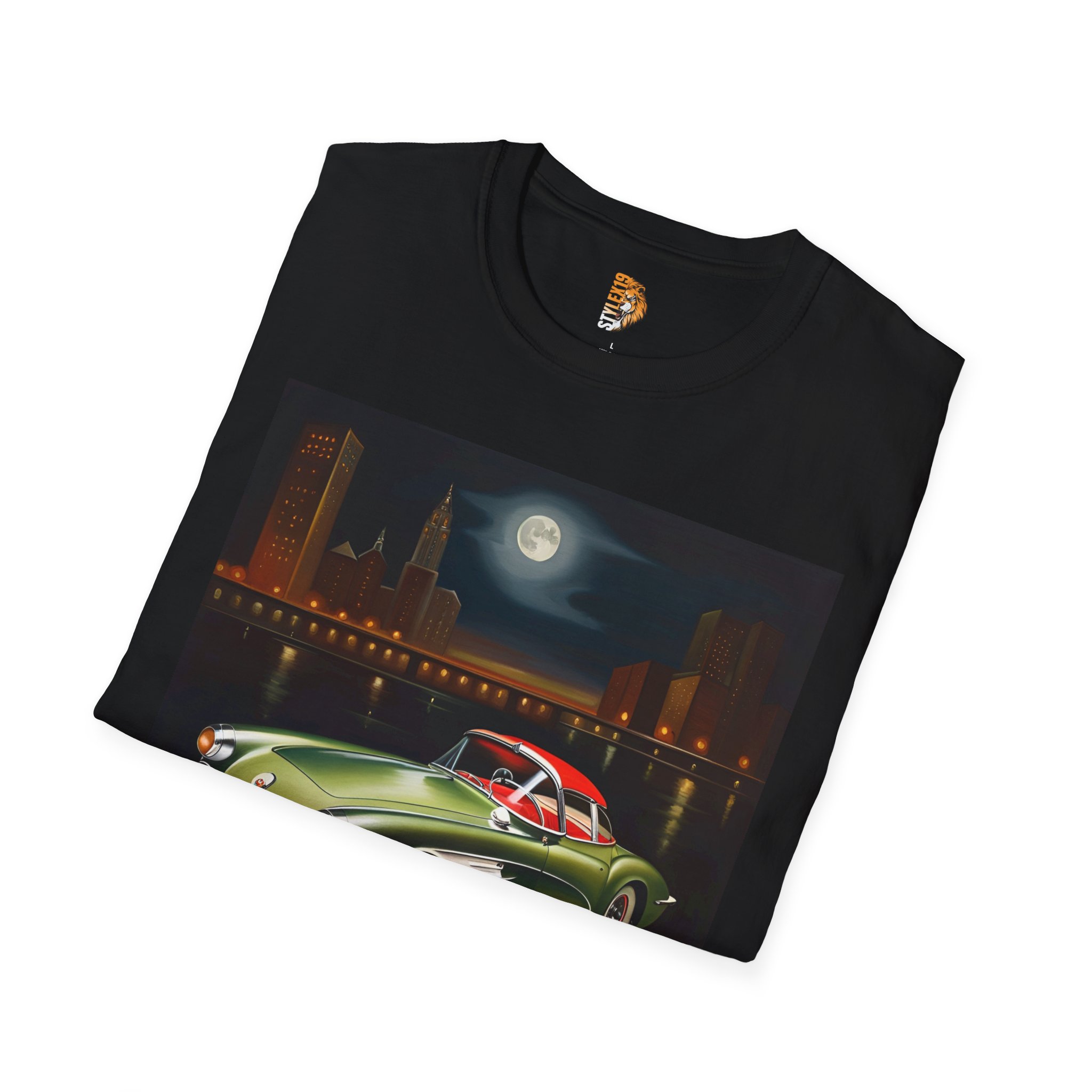 Retro Car Night Unisex Softstyle T-Shirt - Image 4