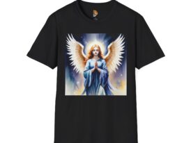 Celestial Guardian Angelic Design for Spiritual Connection – Black Graphic Tee