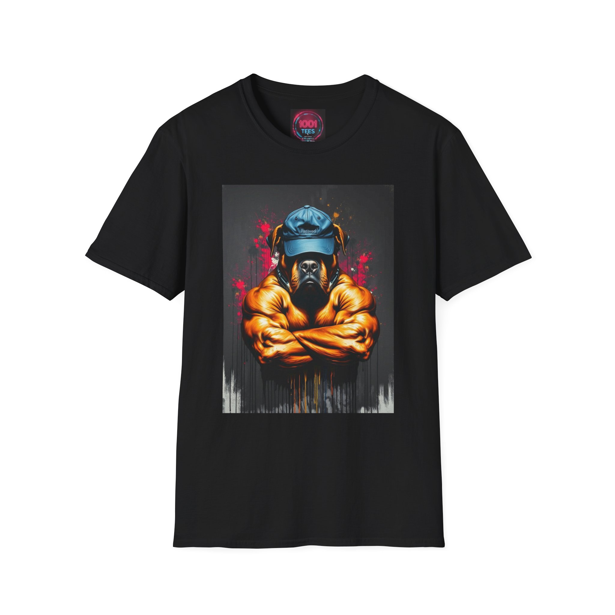 Graphic T-Shirt — Muscular Figure with Gas Mask Urban Art