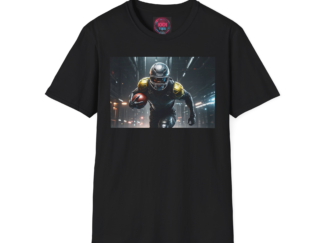 Football Player Action T-Shirt — Gridiron Running Back Stadium Sport Print
