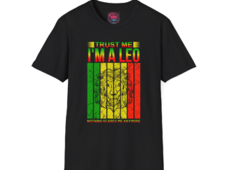Leo Zodiac T‑Shirt — "Trust Me I'm a Leo" Lion Graphic Tee (Rasta Colors)
