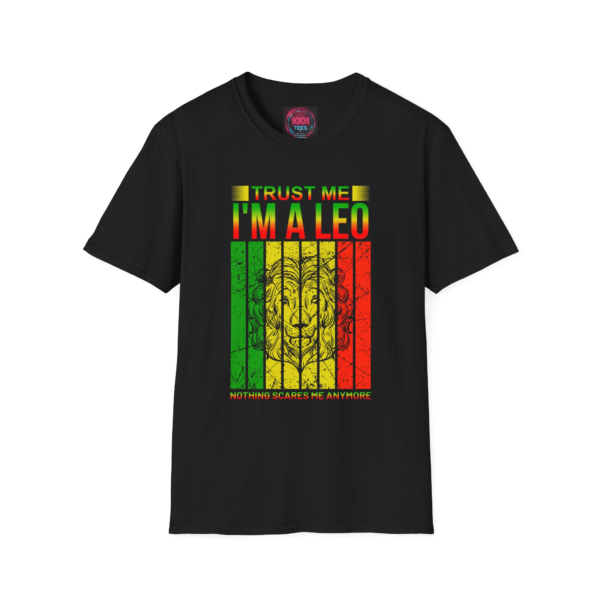 Leo Zodiac T‑Shirt — "Trust Me I'm a Leo" Lion Graphic Tee (Rasta Colors)