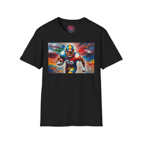 Football Player Art T-Shirt — Colorful Racing Running Back Graphic Tee