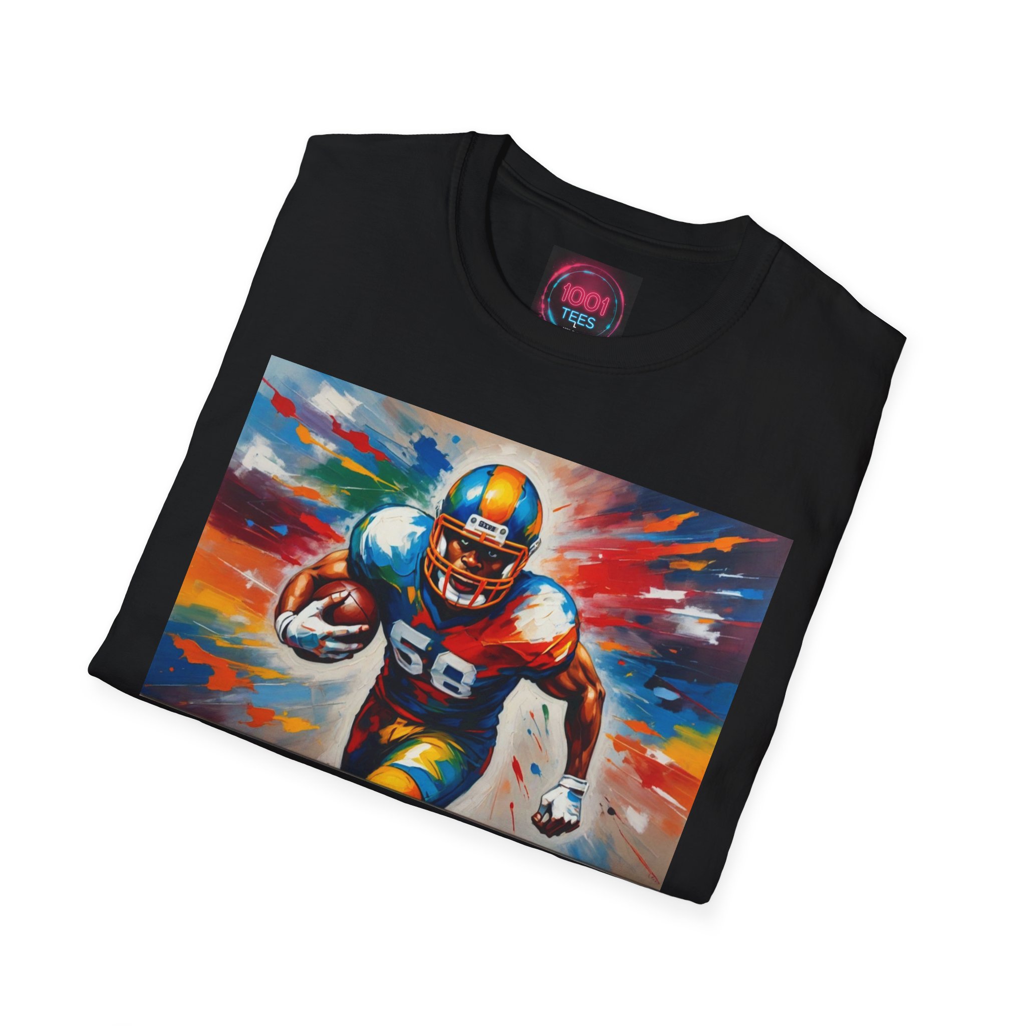 Football Player Art T-Shirt — Colorful Racing Running Back Graphic Tee - Image 4